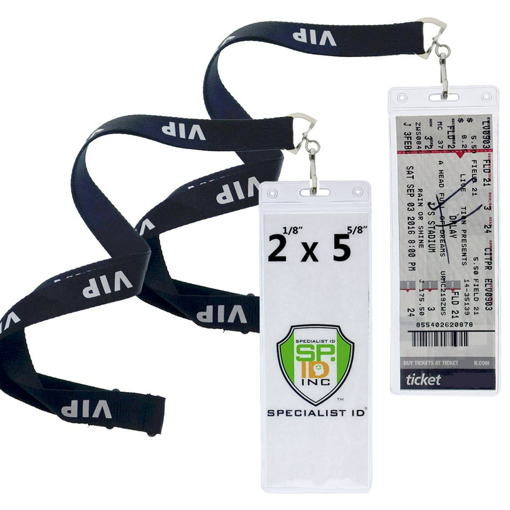 5 Pack Ticket Stub Holder Display Sleeves with VIP Lanyards 2 ⅛ X 5