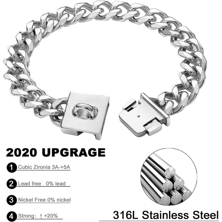 XiHAMA2053 Heavy Duty Cuban Link Dog Collar, 23MM Stainless Steel