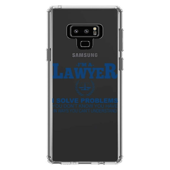 DistinctInk Clear Shockproof Hybrid Case for Samsung Galaxy Note 9 - TPU Bumper Acrylic Back Tempered Glass Screen Protector - I'm A Lawyer - Solve Problems You Don't Know