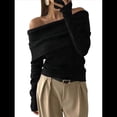 thumbnail image 3 of Body de Larga con Hombros Descubiertos para Mujer, Sexy, Adelgazante, Top de Transparente con Fruncido, Color Negro, Talla L, 3 of 8