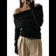 thumbnail image 3 of Body de Larga con Hombros Descubiertos para Mujer, Sexy, Adelgazante, Top de Transparente con Fruncido, Color Negro, Talla M, 3 of 8