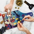 thumbnail image 4 of Jazz Music Cutting Board, Illustration of Singer on Grunge Background Performing Singing Woman Image, Tempered Glass Cutting and Serving Board, Wine Bottle Shape, Blue Purple Red, by Ambesonne, 4 of 5