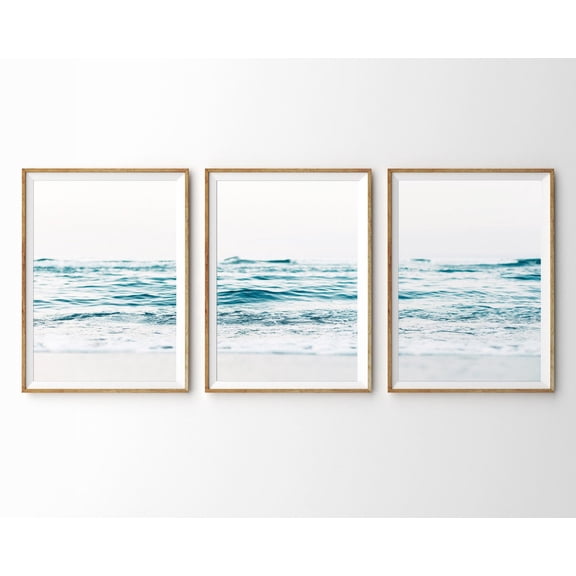 Luvia 3 Piece Ocean Set Of 3 Prints Coastal Decor Beach Poster Triptych Gallery Wall Set Affordable Art Beach Art, Modern Wall Decor Set 3 Prints 8x12 UNFRAMED