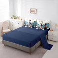thumbnail image 5 of Castle Fairy Retro Flat Sailboat Puffin 7-Piece Twin Bedding,Pink Rose Seagull Calm Seascape Print Bedding Comforter Set,Cream Azure,Navy Blue Reversible, 5 of 7