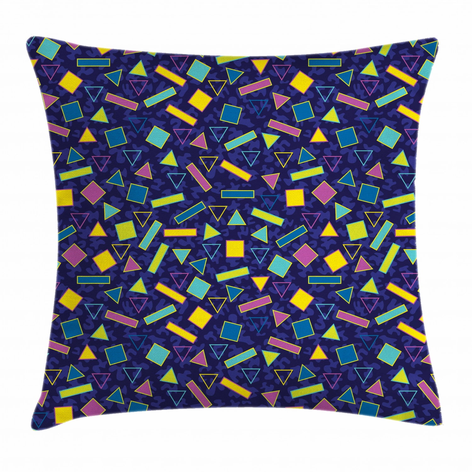 Funky Throw Pillow Cushion Cover, Retro 80`s Memphis Fashion Style