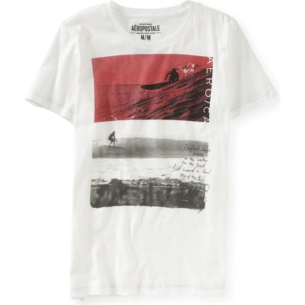 Aeropostale - Camiseta gráfica para hombre Aero/ca Surfer, color blanco, grande Aeropostale Camiseta gráfica