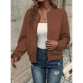 thumbnail image 5 of Womens Jacket Coat Casual Stand Collar Zip Up Fall Fashion Jackets Outfits with Pockets Caramel Color 5XL, 5 of 9