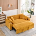 thumbnail image 4 of 80" Orange Corduroy Expandable Sofa Bed, Multifunctional Sleeper Couch with Cup Holder, Convertible Sectional Sofa for Living Room, Apartment, Bedroom, 4 of 9