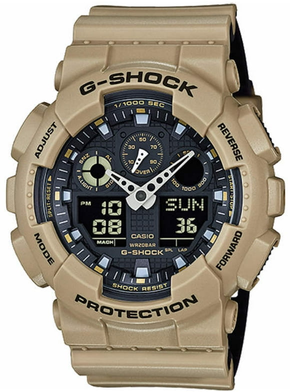 Men's G-Shock GA100L-8A Tan Silicone Japanese Quartz Sport Watch