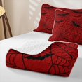 thumbnail image 4 of Homewish Gothic Halloween Spider Web Twin Quilt Set,Bat Spooky Pattern Twin Coverlet Set,Red Black,2-Piece, 4 of 7