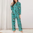 thumbnail image 6 of Rateoe Hawaii Palms Pattern Womens Pajamas Set Long Sleeve Sleepwear Button Down Nightwear Soft Cotton Pj Lounge Sets, 6 of 9