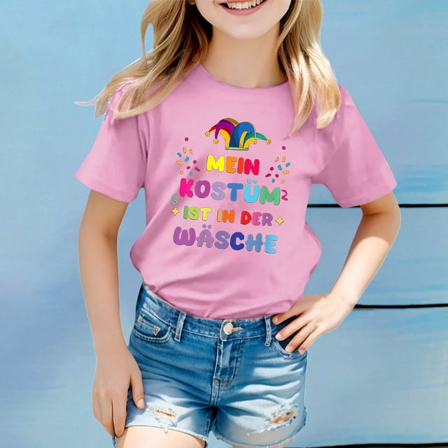 Chemises pour Tout-Petits Filles Manches Courtes Colorées Col Rond Vêtements d'Été pour Adolescentes Hauts pour Filles 2-3 Ans Vêtements Mignons pour Filles
