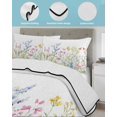 thumbnail image 4 of Quilts Queen Size, Spring Floral Soft Comforter Bedding Set for Bed, Colorful Watercolor Botanical Summer Lightweight Quilted Bedspread with Pillow Cover(2 Pieces) for All Season, 90x96 Inch, 4 of 6