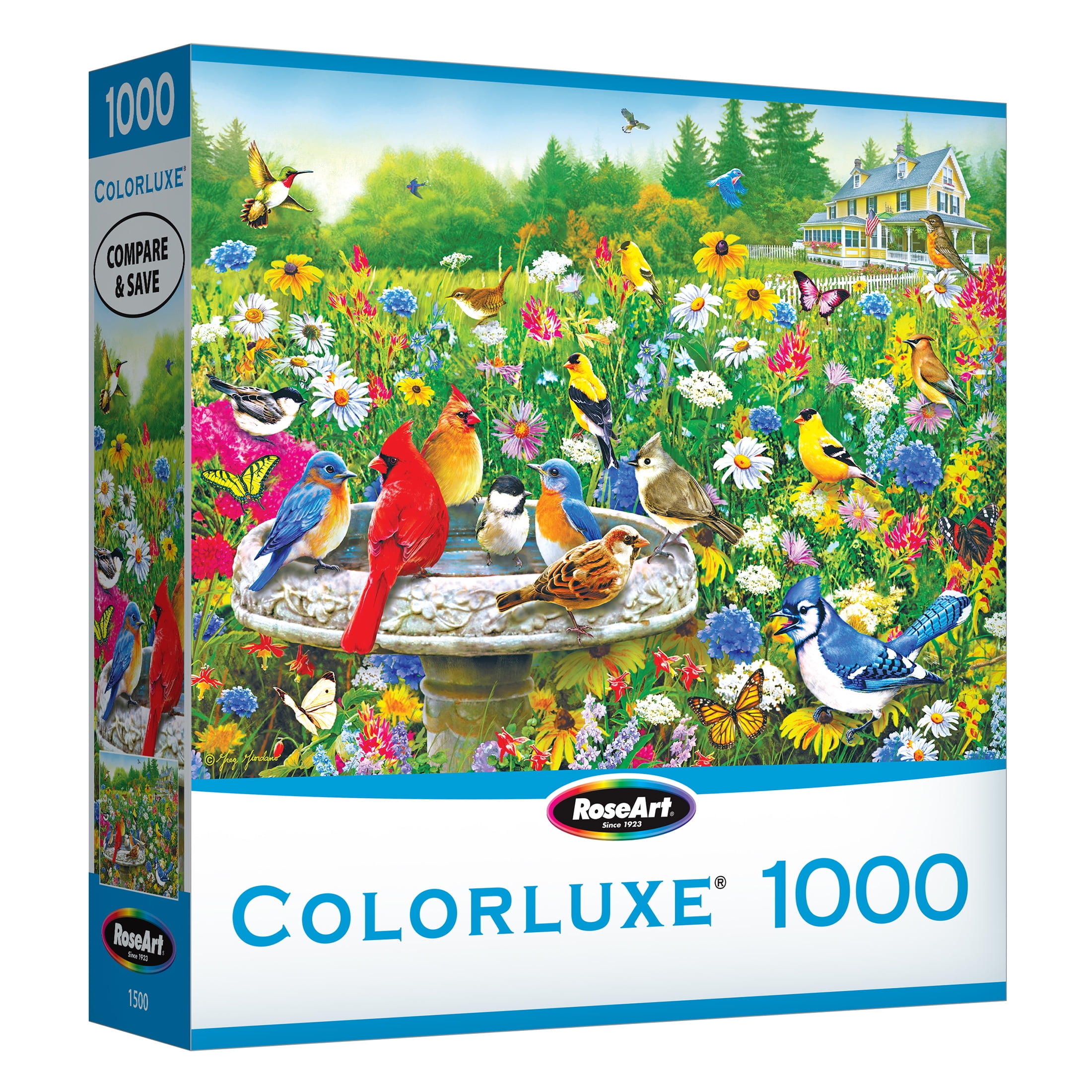 RoseArt - Colorluxe 1000 pièces - Oiseaux au bain d'oiseaux - Puzzle à emboîter pour adultes