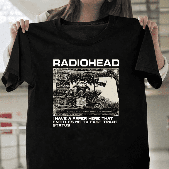 Vintage Radiohead Concert 90s Band Paper Here Gifts Unisex T-Shirt, up to size 3XL.