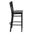 thumbnail image 5 of BizChair Black Grid Back Metal Restaurant Barstool - Mahogany Wood Seat, 5 of 7