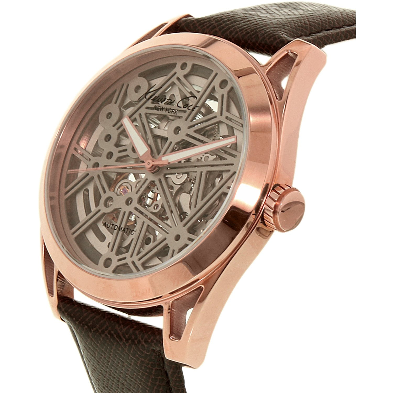 Kenneth Cole Men s KC8082 Rose Gold Leather Automatic Dress Watch