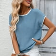 thumbnail image 3 of Besolor Womens Summer Cap Sleeve Knit Tops Casual Sleeveless Sweater Vest Crew Neck Trendy Tank Top, 3 of 9