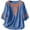 Blue, variant on Women's Embroidered Cotton Linen T-Shirt, Round Neck 3/4 Sleeve Casual Top, Bohemian Style for Spring, Summer, and Everyday Relaxed Wear-Beige
