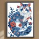 thumbnail image 3 of Pintura de diamante 5D DIY Kit de taladro de forma especial parcial decoración de gato de flor 30x40cm, 3 of 9