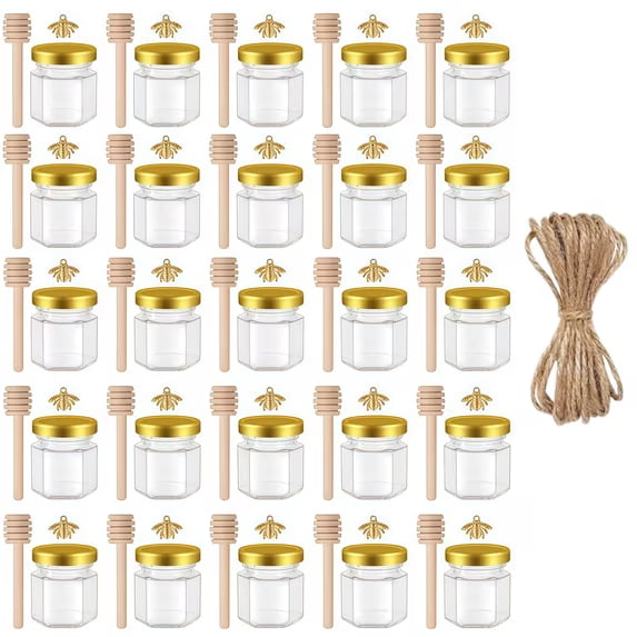 25 Pack Mini Honey Jars Set with Lids for Easy Storage and Serving of Honey