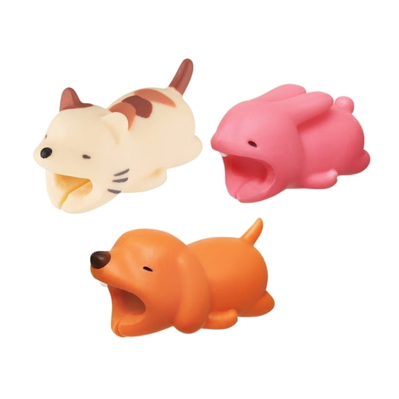 Flash E Sales 3-pack PET COLLECTION iPhone & Android Cable Protectors Animal Biters - Dog, Cat, Bunny