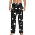 thumbnail image 2 of Picia Crescent and Stars Mens Soft Woven Cotton Elastic Waistband Sleep Pajama Pant Lounge Sleep Pant With Pockets And Drawstring-Large, 2 of 9