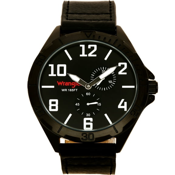 Wrangler 48mm Black Dial, Black Strap Watch
