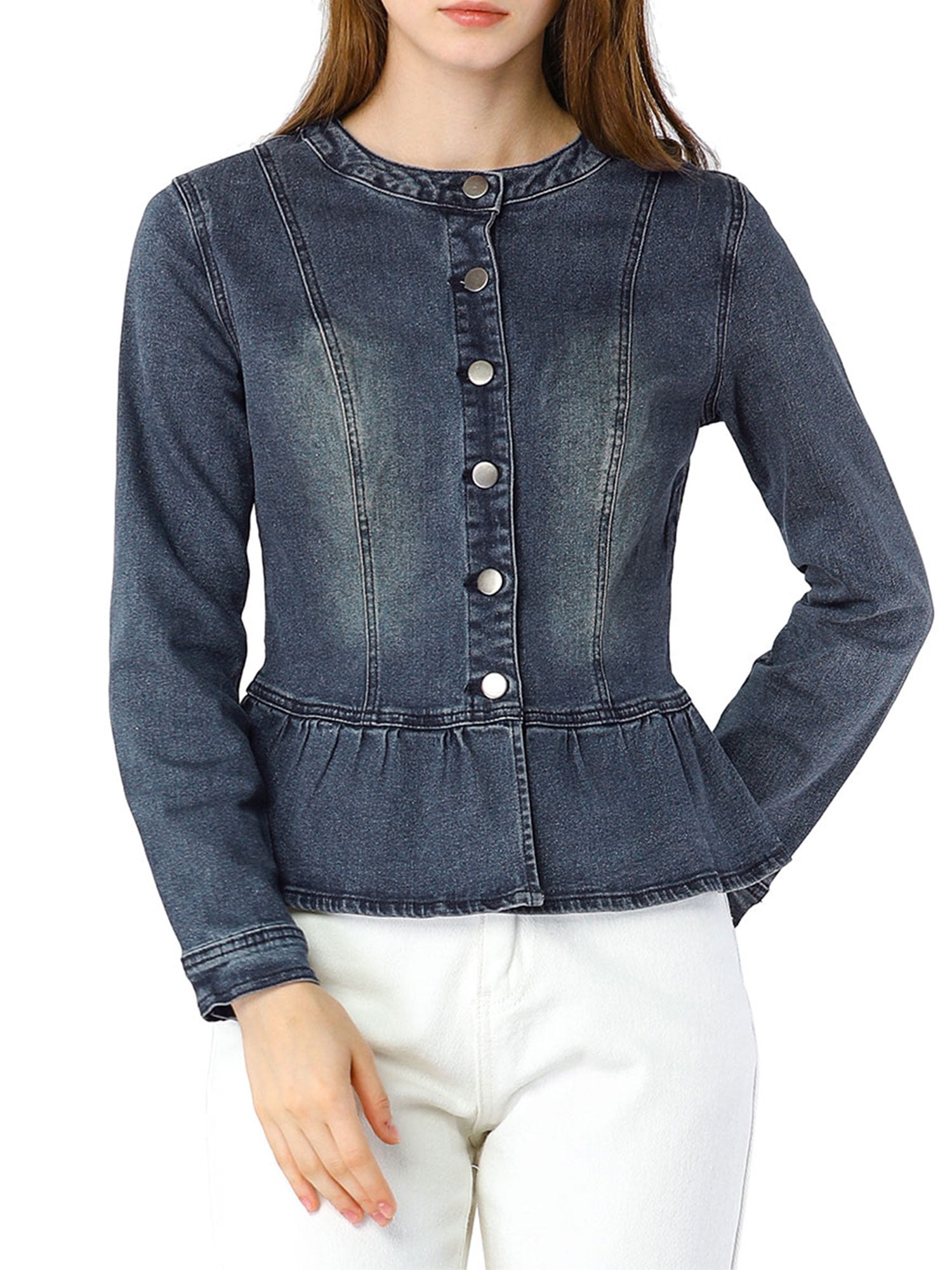 round neck denim jacket