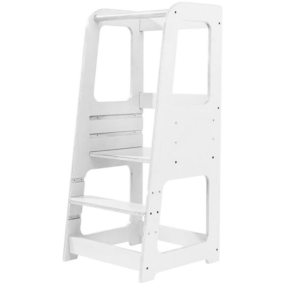 Blessy Kids Toddler Tower, Learning Stool, Toddler Standing Tower, Kitchen Helper 2 Step Stool with Adjustable Height Platform and Safety Rail, Wood