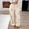 thumbnail image 2 of Kezqiaxn Pajama Pants Women Fleece Elastic Waist Warm Loose Bottoms Casual Loungewear Fall Winter Pj Pants Fashion Clothing Beige M, 2 of 6