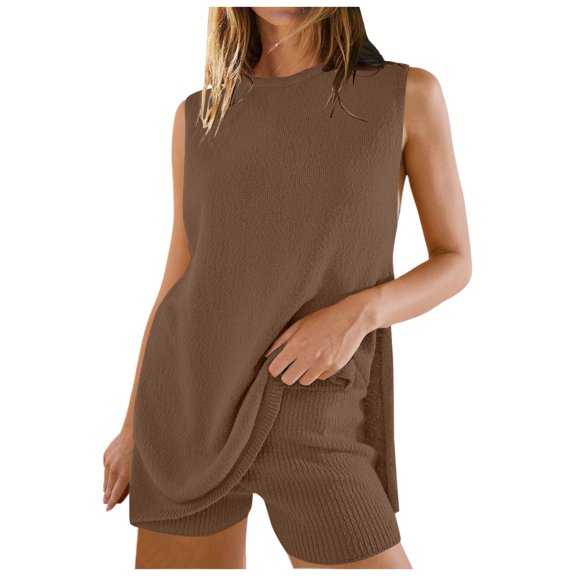 2 Piece Short Sets for Women Summer Tank Top Matching Shorts Workout Lounge Set Vacation Tracksuit