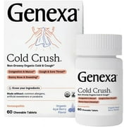 Genexa Cold Crush - 60 Tablets Multi-Symptom Cough & Cold Remedy - Certified Vegan, Organic