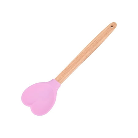 

(Pink) Silicone Heart Shape Pastry Spatulas With Wooden handle Cookie Spoon Baking