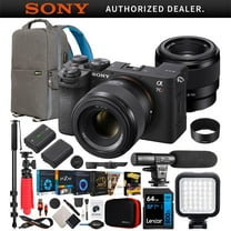 Sony a7CR Full Frame Mirrorless Camera Body   50mm F1.8 Lens ILCE-7CR/B Black   SEL50F18F Bundle with Deco Gear Backpack   Extra Battery   Microphone   LED   Monopod| Official Sony USA Dealer
