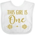 thumbnail image 3 of Inktastic 1st Birthday Gold Lettering 1 Year Old Girls Baby Bib, 3 of 4