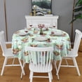 thumbnail image 2 of Green Highland Cow Flower Pattern Round Tablecloth 60"x60",Wrinkle Wipeable Table Cloth for Kitchen Dining Room Picnic Patio Party, 2 of 6