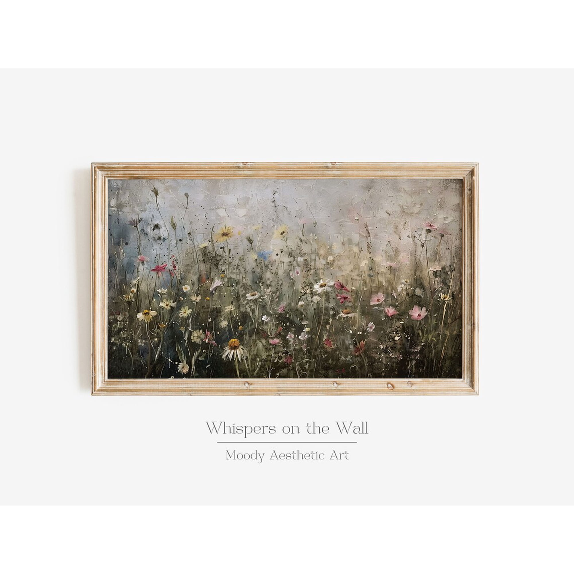 Wildflower Landscape Art Spring Art Farmhouse Home Decor Dark Cottage Decor Floral Wall Art