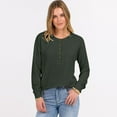 thumbnail image 7 of jtjvou Women's Long Sleeve Knit Shirts Dressy Casual Loose Button Up V Neck Tops 2025 Fall Basic Tee Blouse Green XL, 7 of 7