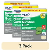 (3 pack) Equate Nicotine Gum 4 mg, Stop Smoking Aid, Mint Flavor, Uncoated, 170 Count
