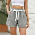 thumbnail image 3 of Yesfashion Women's Casual Bow Tie High Waist Shorts Smocked Elastic Waist Summer Loose Flowy Pant, 3 of 5