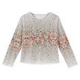 thumbnail image 5 of XADYUY Girls Long Sleeve Tops 7-16 Crewneck Winter Tshirts for Girls Pleated Basic Girls Tops Loose Vintage Floral Print Girls Sweatshirts,11-12 Years, 5 of 5