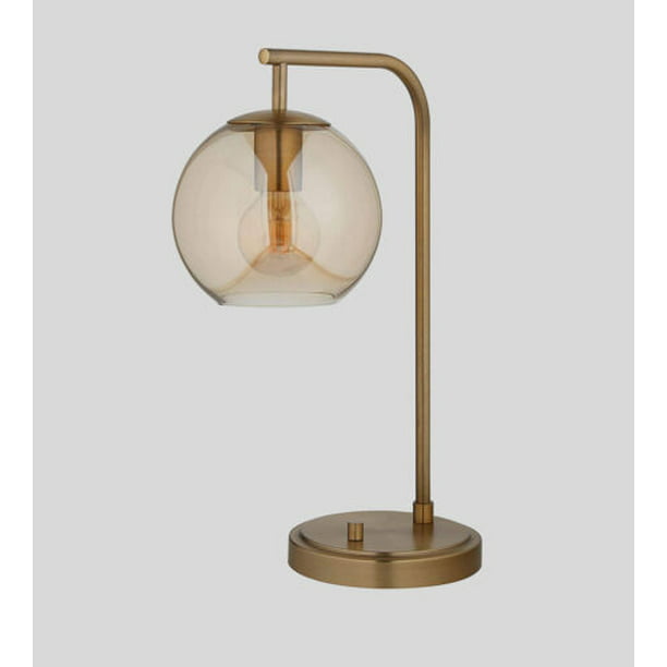 Rivet Hudson Mid Century Modern Globe, Rivet Mid Century Modern Curved Brass Table Desk Lamp