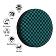 thumbnail image 4 of Sikiie Black And Teal Checkerboard PVC Leather Spare Tire Wheel Cover Spare Tire Cover, for Car Truck SUV Camper Trailer Universal Fit(14-17in)-16 inch, 4 of 6