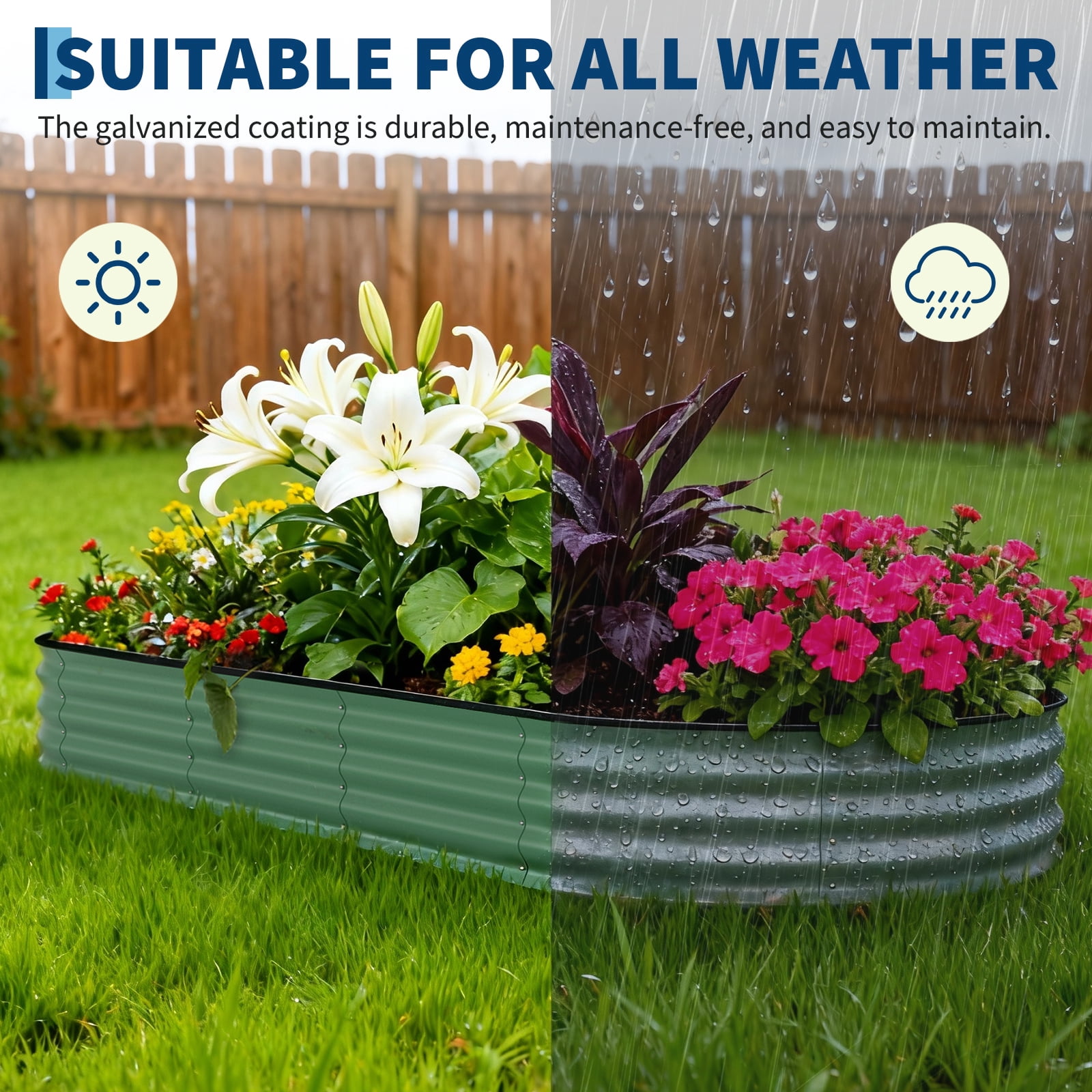 Heavy Duty Galvanized Raised Garden Bed, 8x4x1.5ft Green Metal Planter Box for Flowers Herbs Vegetables for Gardening(with Anti Cutting Strips)