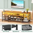 thumbnail image 3 of Tydimor Modern TV Stand for 75-80 inch TV, Media Console with Storage for Living Room, LED Entertainment Center with Outlets, Rustic Brown, 3 of 9