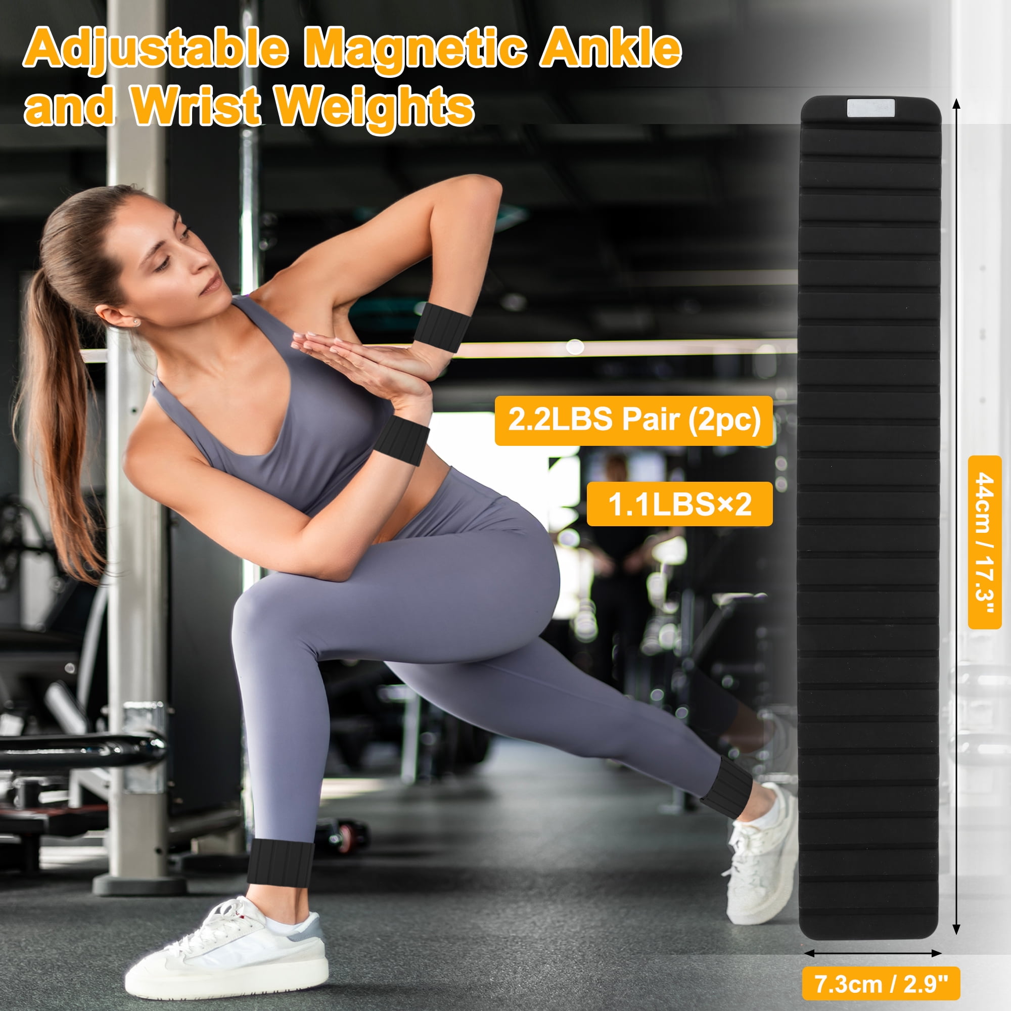 Unique Bargains Wrist Weights 1.1LB Each Stackable Magnetic Adjustable Ankle Weights for Men & Women Jogging/Yoga & More Black 1 Pair