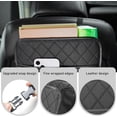thumbnail image 3 of Car Back Seat Organizer, Hanging Leather Foldable Car Seat Storage Bag with Adjustable Strap, Multipurpose Auto Backseat Organizer Waterproof Hanging Bag with Mesh Pockets (Black), 3 of 6