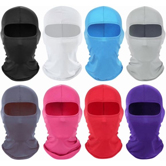8 Pieces Balaclava Ski Mask for Women Men Head Mask Full Face Cover Mask Sun UV Protection Hood for Skiing Cycling