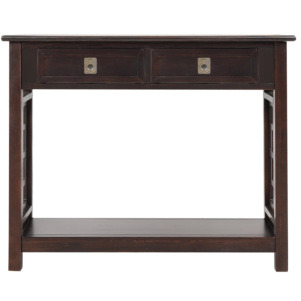 Lowestbest Classic Console Table, Bottom Shelf Console Sofa Table, Entryway Accent Sofa Table with 2 Drawers, Espresso Lowestbest Classic Console Table, Bottom Shelf Console Sofa Table, Entryway Accent Sofa Table with 2 Drawers, Espresso